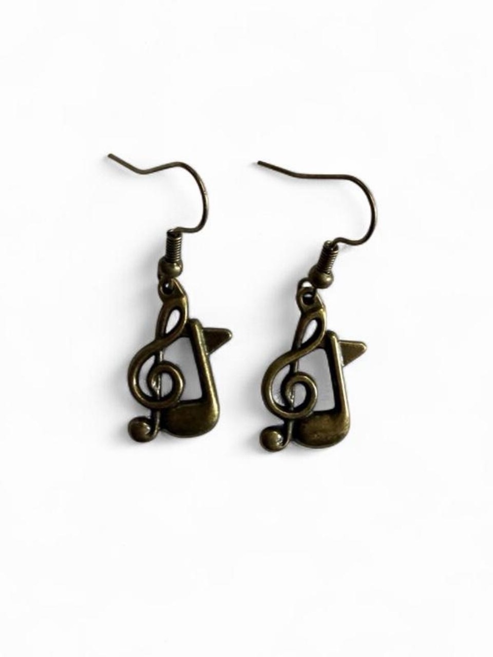 🎻 New Handmade Antique Bronze Treble Clef Earrings